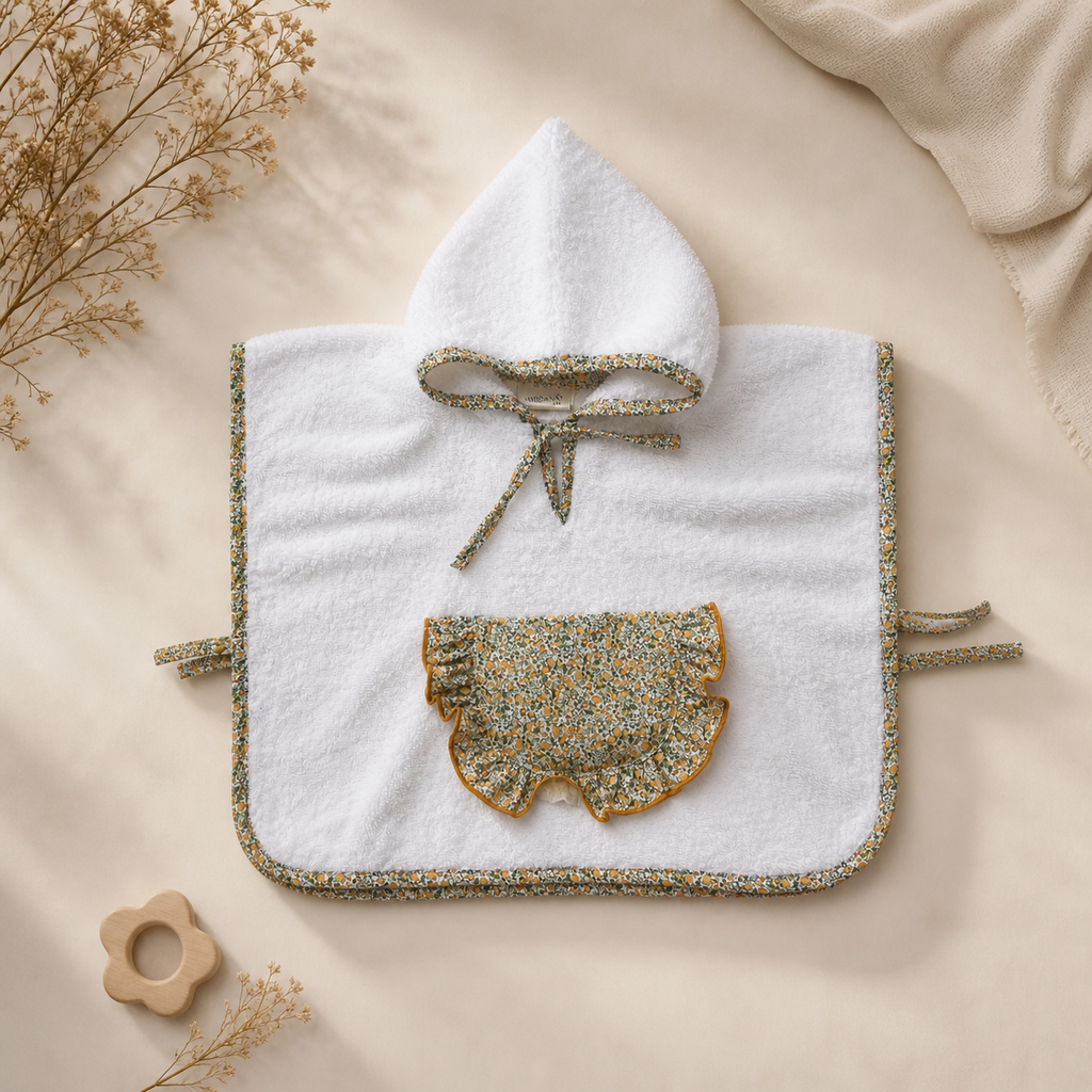 Poncho toalla playa piscina Flor de Lis